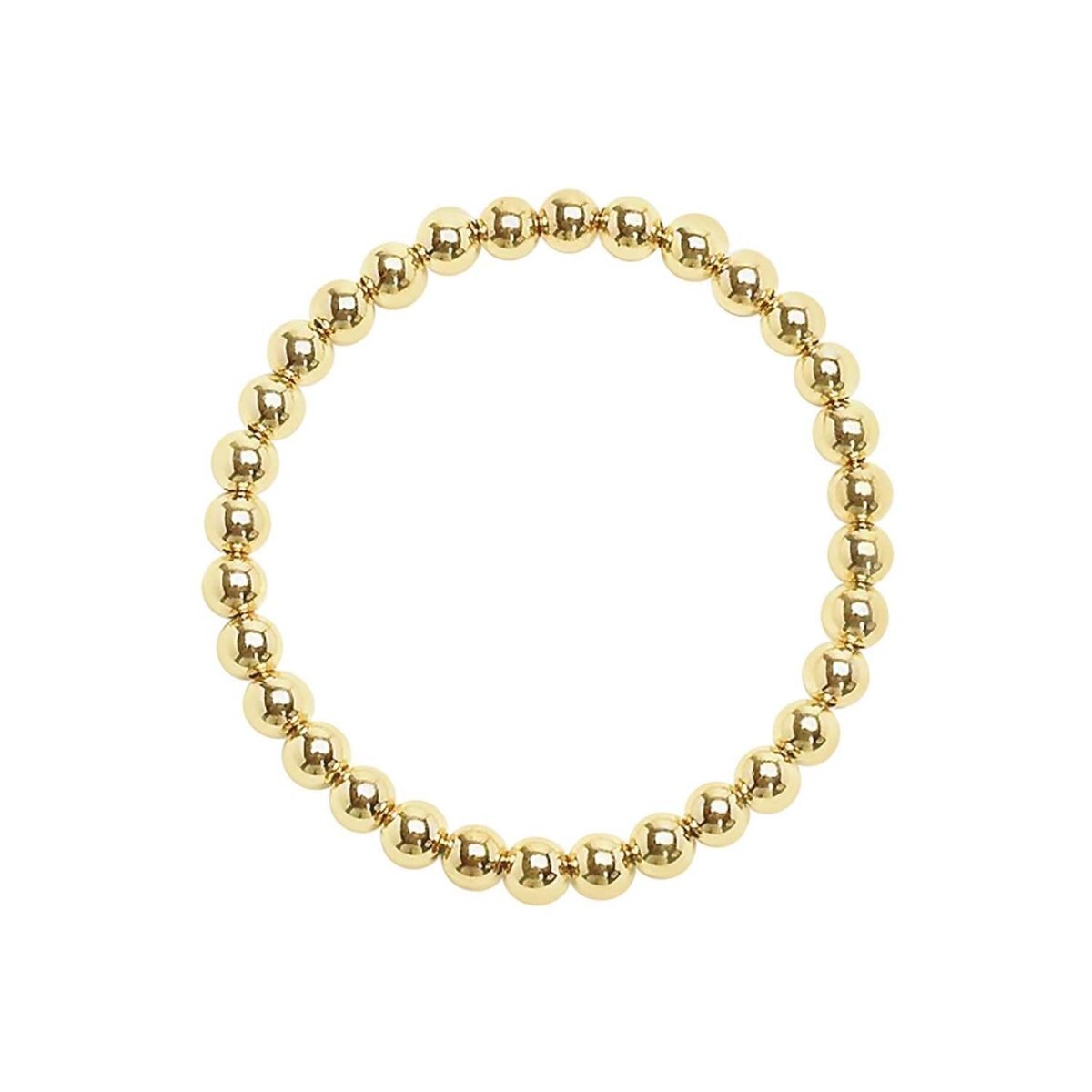 6mm beaded bracelet in gold filled with high-polish spheres by Alef Bet