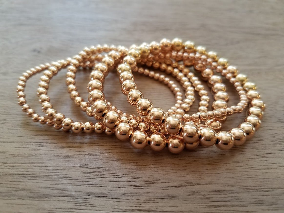 6mm Rose Gold Beaded Bracelets