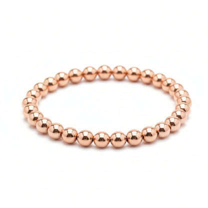 6mm beaded bracelet in rose gold with high-polish finish by Alef Bet