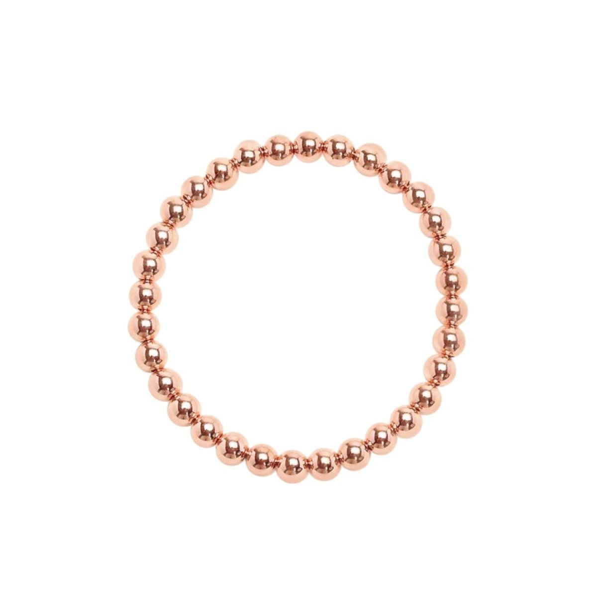 6mm beaded bracelet in rose gold with polished spheres by Alef Bet