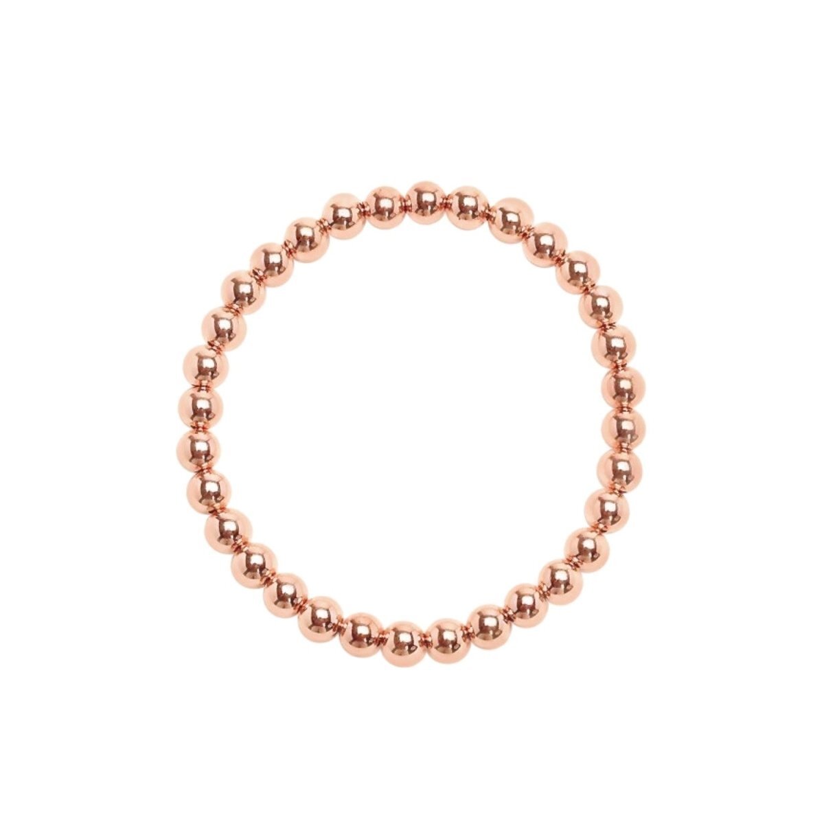 6mm Rose Gold Filled Round Bead Bracelet Waterproof Bold Statement