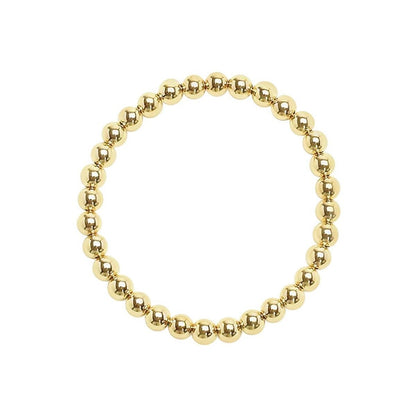 6mm Round Bead Bracelet in 14k Yellow Gold Filled, waterproof stretch fit you can stack and wear every day