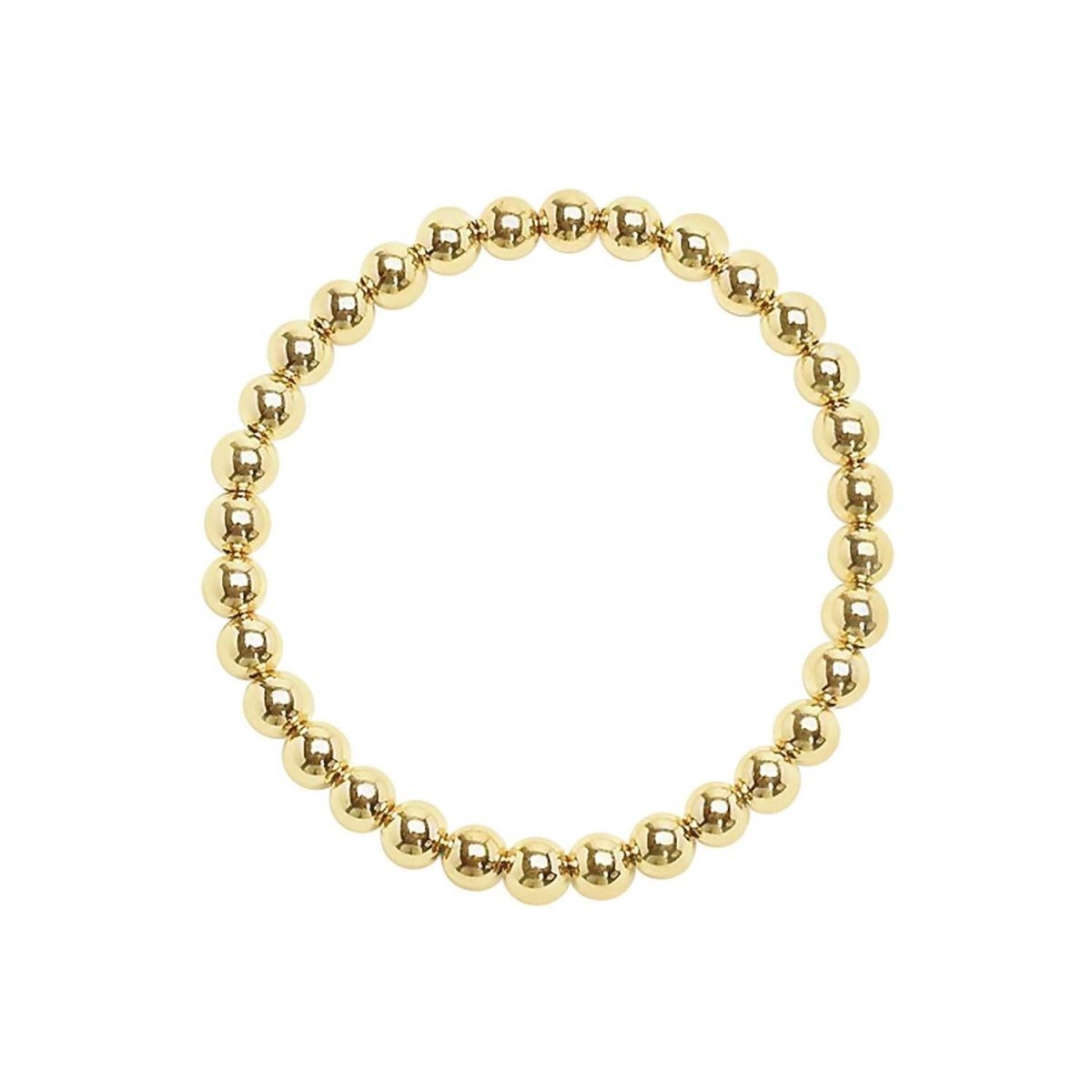 6mm Round Bead Bracelet in 14k Yellow Gold Filled, waterproof stretch fit you can stack and wear every day