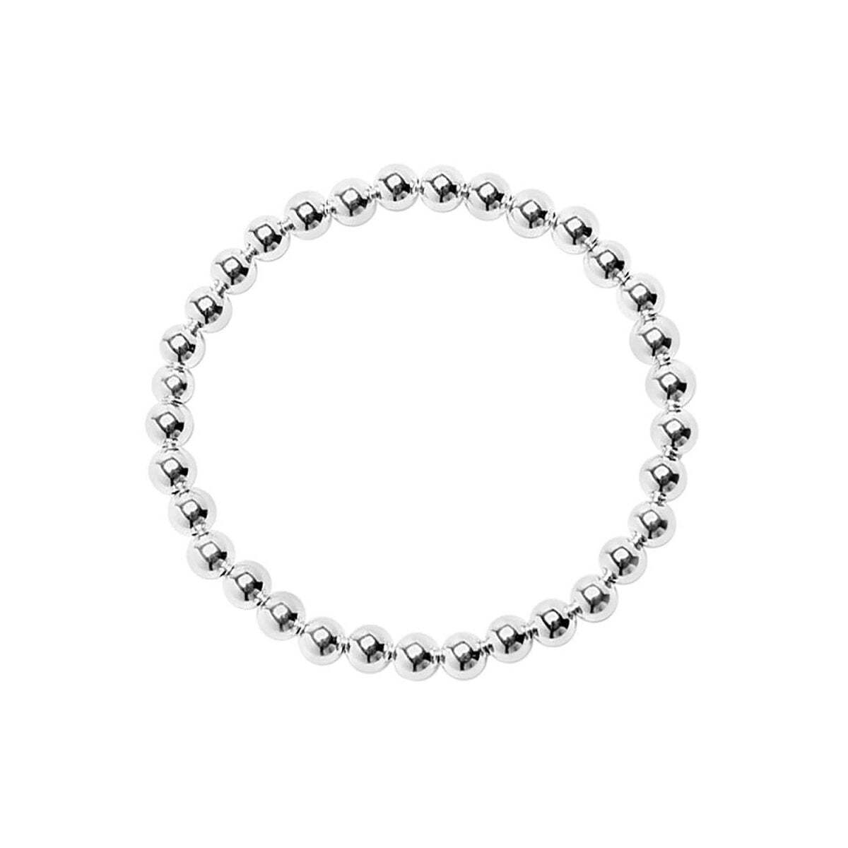 6mm Round Bead Bracelet in Sterling silver | Waterproof Stretch Fit