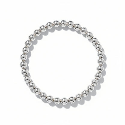 6mm bead bracelet in sterling silver with high-polish spherical beads by Alef Bet