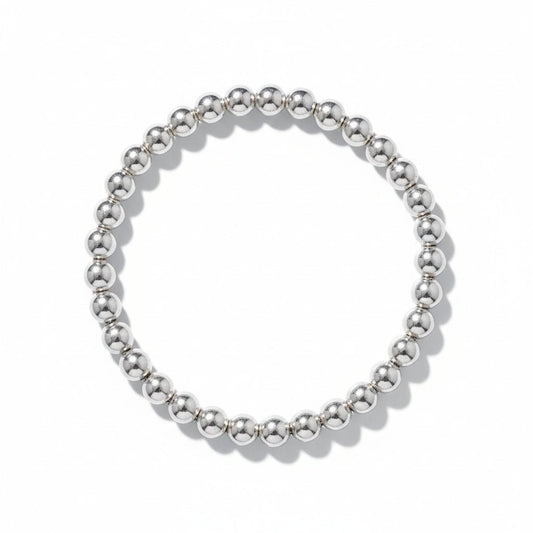 6mm Silver Bead Bracelet