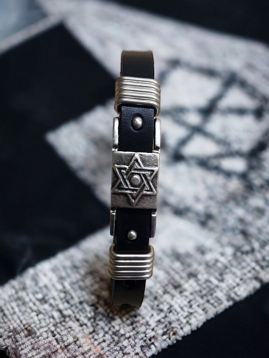 Leather Bracelet with Jewish Star