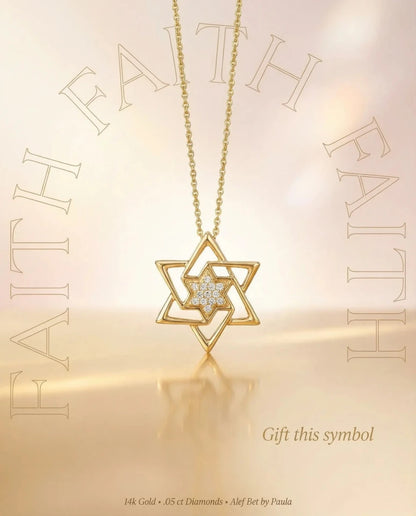 Abstract Star of David Judaic Jewelry in 14k Gold