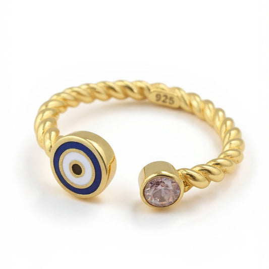 Adjustable Evil Eye Rings Sterling Silver