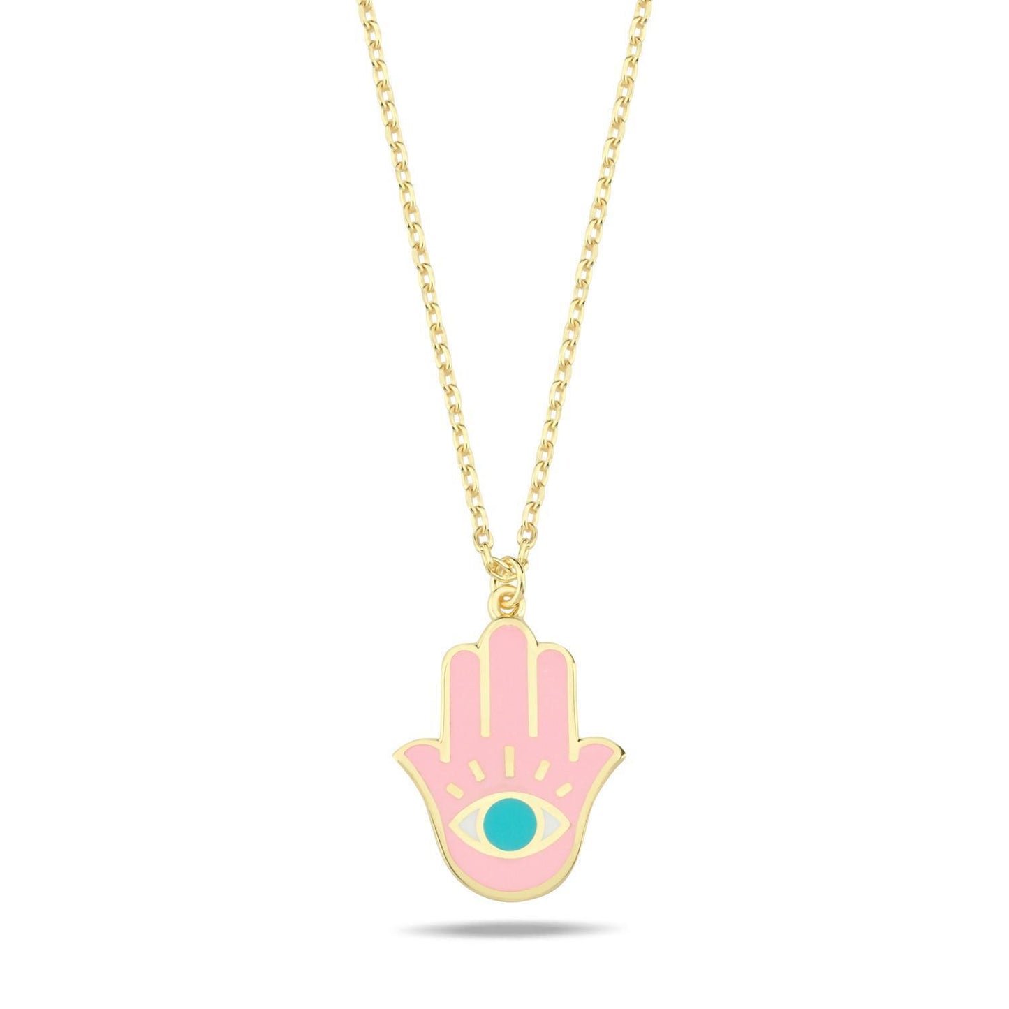 Enamel Hamsa Evil Eye Necklace: Bold Protection & Striking Style
