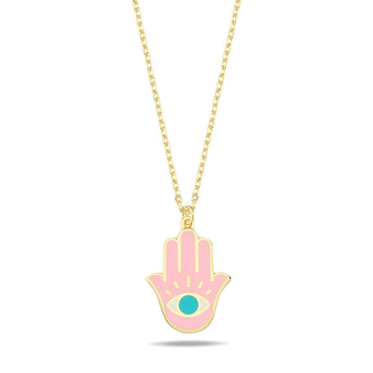 Enamel Hamsa Evil Eye Necklace: Bold Protection & Striking Style