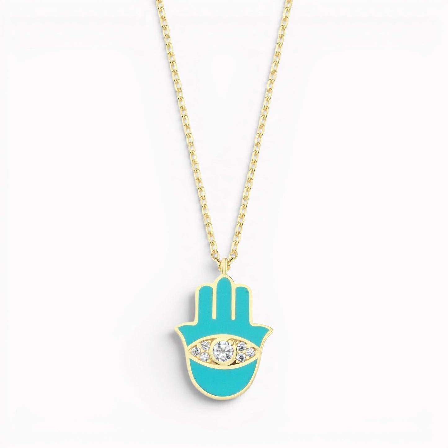 Hamsa pendant in turquoise with high-polish finish by Alef Bet