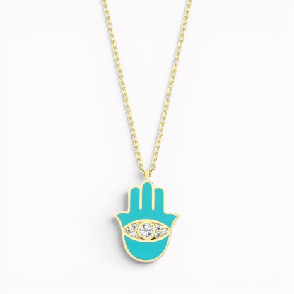 Hamsa pendant in turquoise with high-polish finish by Alef Bet