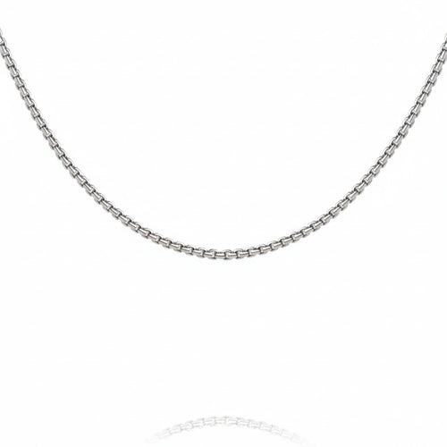 Sleek silver-tone Round Box Link Chain, sold individually, featuring a strong, polished design for versatile styling options.
