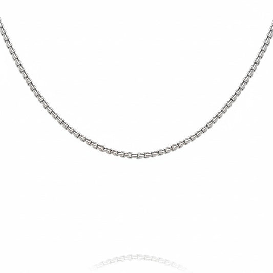 Sleek silver-tone Round Box Link Chain, sold individually, featuring a strong, polished design for versatile styling options.