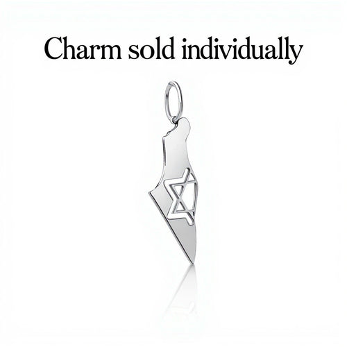SKU 45845 sterling silver Israel map charm pendant by Alef Bet