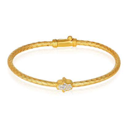 Cuff bracelet in yellow gold with Hebrew letter detailing by Alef Bet