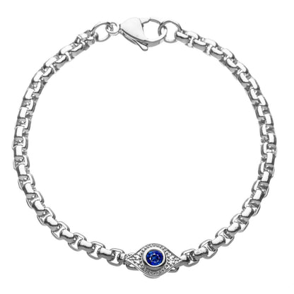 Alef Bet by Paula Evil Eye Bracelet Real Blue Sapphire and Diamond Sterling Silver Protection Amulet