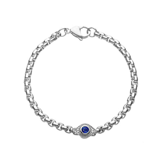 Alef Bet by Paula Evil Eye Bracelet Real Blue Sapphire and Diamond Sterling Silver Protection Amulet