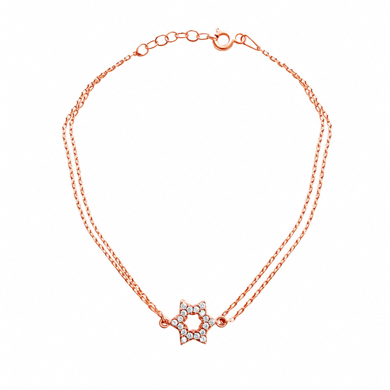 Star of David bracelet in rose gold plated with high-polish finish by Alef Bet