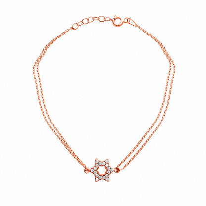 Star of David bracelet in rose gold plated with high-polish finish by Alef Bet