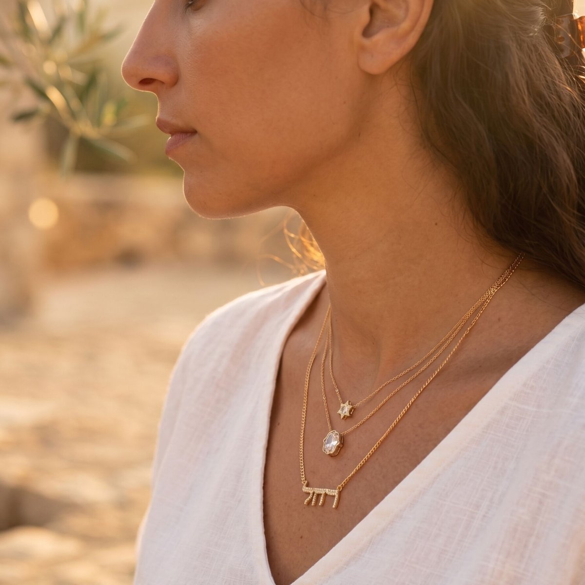Alef Bet Personalized Hebrew Name Necklace 14k Gold Natural Diamond Pave