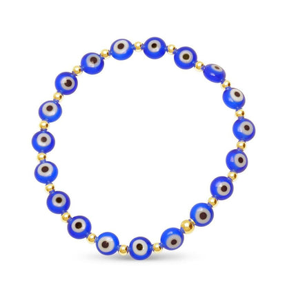 Blue evil eye bracelet with enamel detail by Alef Bet