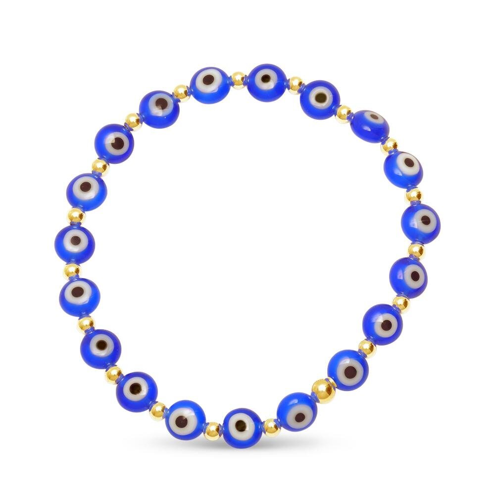 Evil eye bracelet in navy blue with enamel detail by Alef Bet