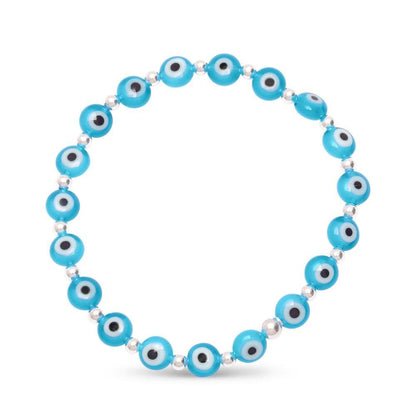 All Watchful evil eye bracelet in sky blue with enamel detail by Alef Bet