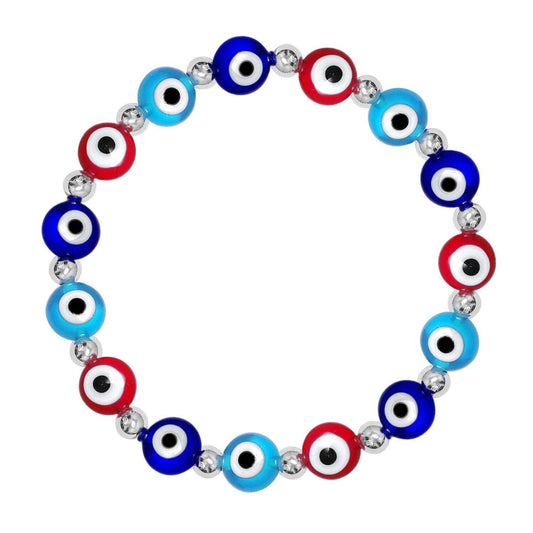 Evil eye bracelet in multi-color with enamel detail by Alef Bet