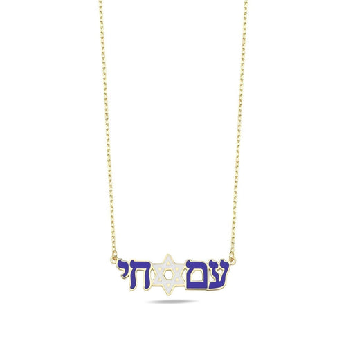 Am Yisrael Chai Enamel Necklace: Sterling Silver