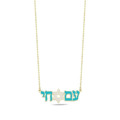 Am Yisrael Chai Enamel Necklace: Sterling Silver