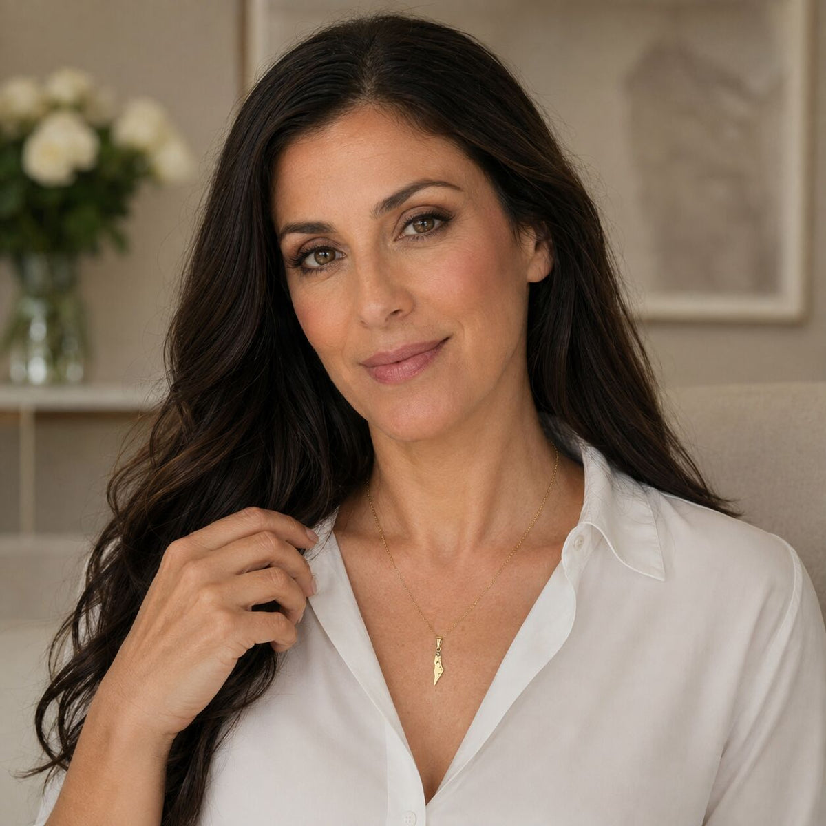 Am Yisrael Chai Israel Map Necklace in Solid 14k Yellow Gold with Real Diamonds, the full declaration in fine jewelry