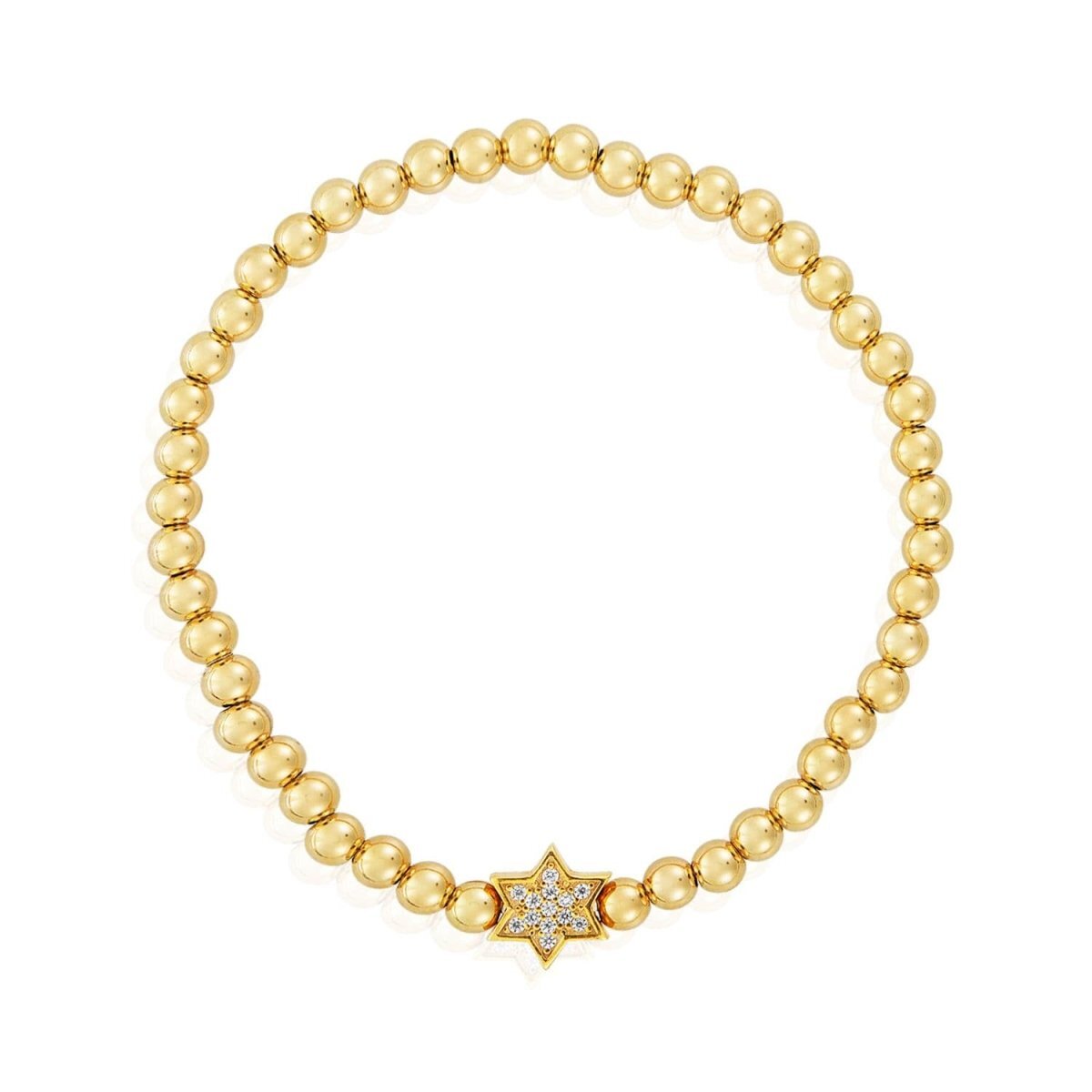 4mm bead bracelet in red with Star of David charm by Alef Bet
