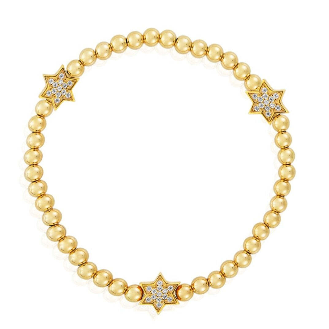 4mm bead bracelet in ruby red with Star of David charm by Alef Bet