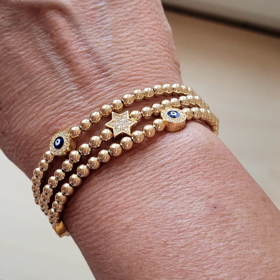 Bead Bracelet with Jewish Star