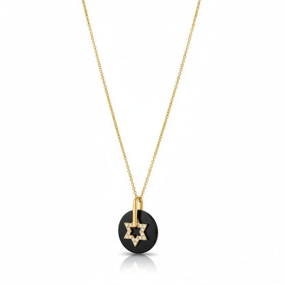 Black Onyx and Diamond Jewish Star Necklace