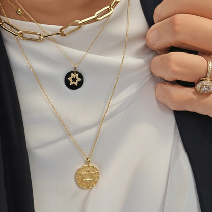 Black Onyx and Diamond Jewish Star Necklace