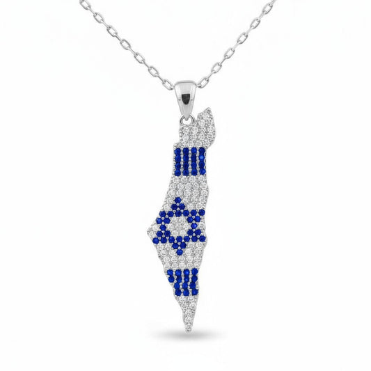 Blue and White Map of Israel Worn With Pride