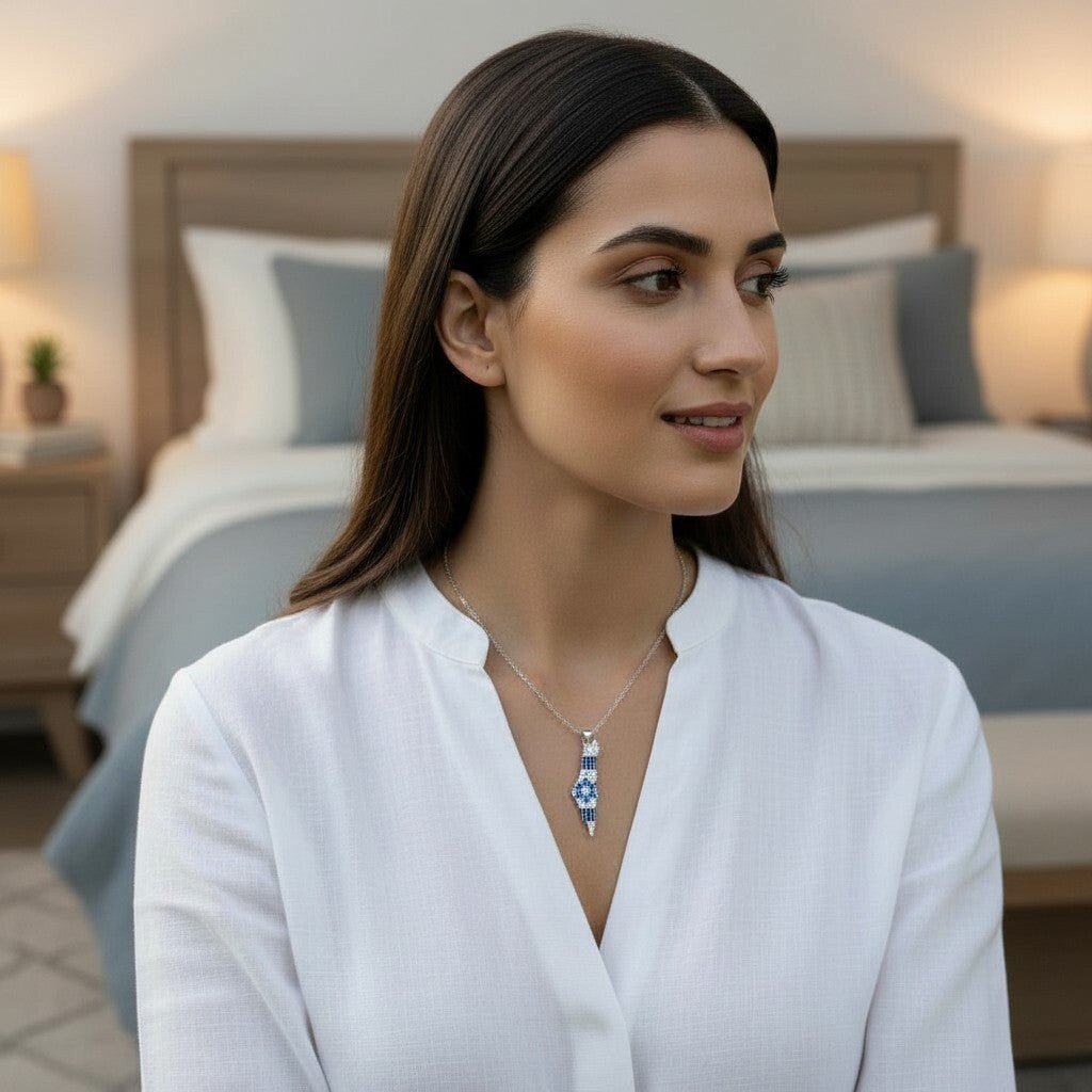 Blue and White Map of Israel Worn With Pride