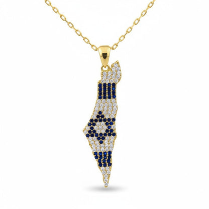 Blue and White Map of Israel Worn With Pride