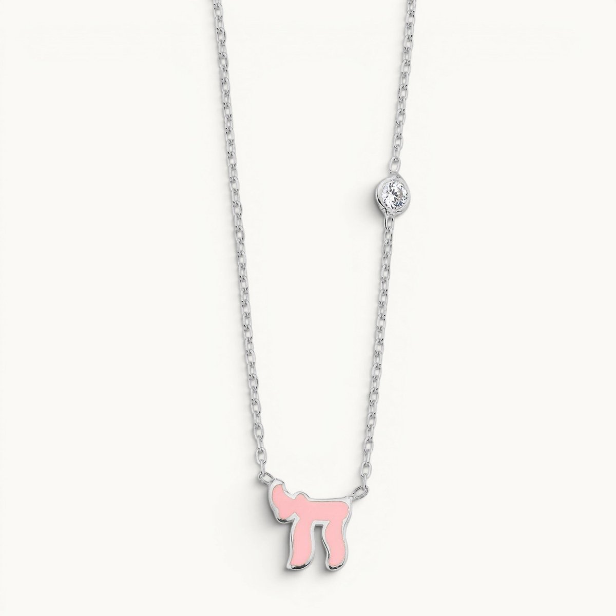 Blue Enamel Chai Necklace in Gold | Alef Bet