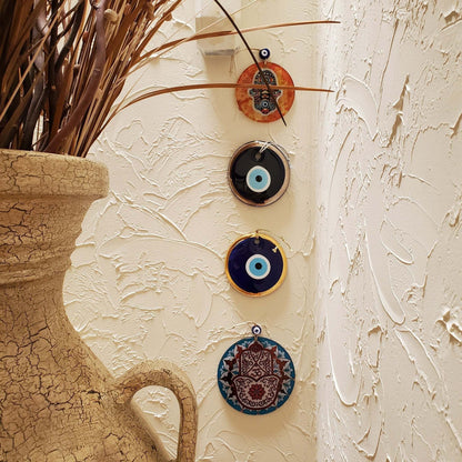 Blue Evil Eye Home Wall Decor with Gold Rim
