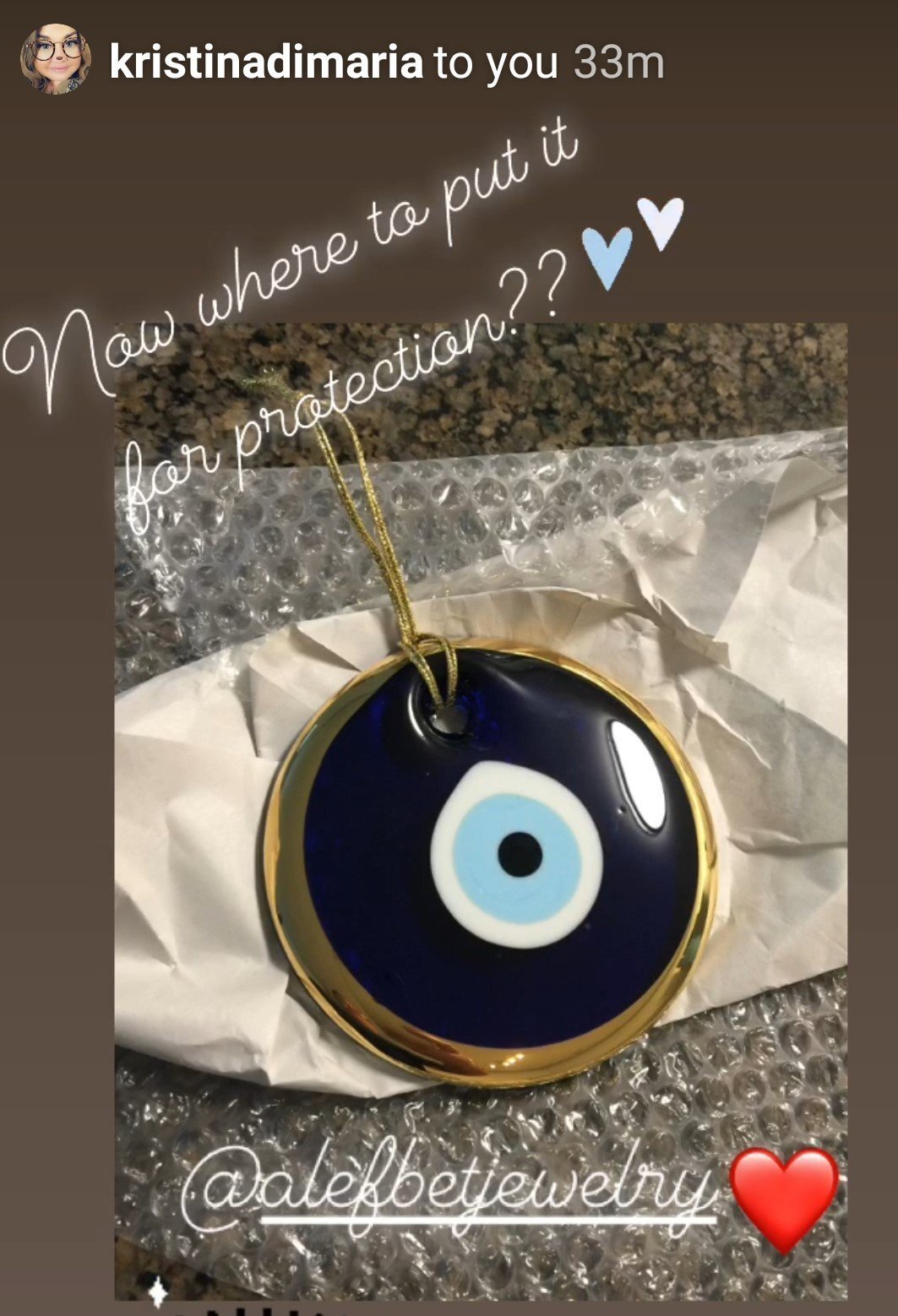 Blue Evil Eye Home Wall Decor with Gold Rim