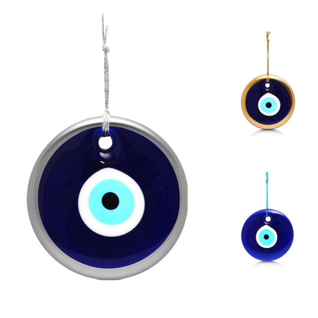 Blue Evil Eye Home Wall Decor with Gold Rim