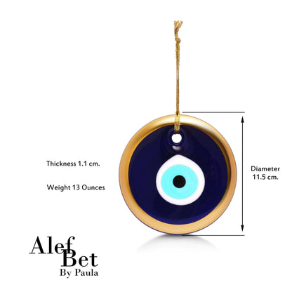 Blue Evil Eye Home Wall Decor with Gold Rim