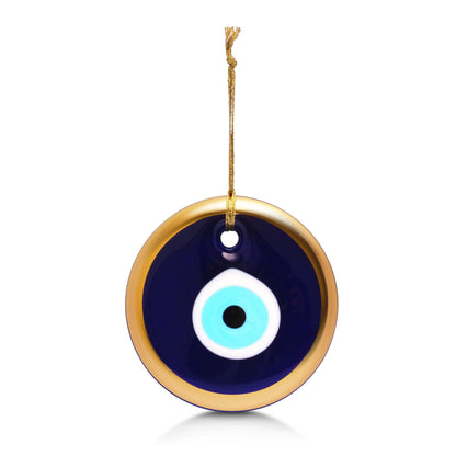 Blue Evil Eye Home Wall Decor with Gold Rim