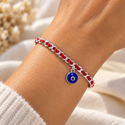 Blue Evil Eye Sterling Silver 925 Red String Bracelet, handcrafted protection you wear until it decides it is done