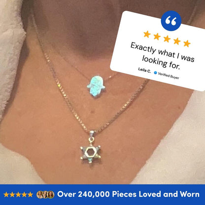 Blue Opal Hamsa Necklace | Protection Jewelry