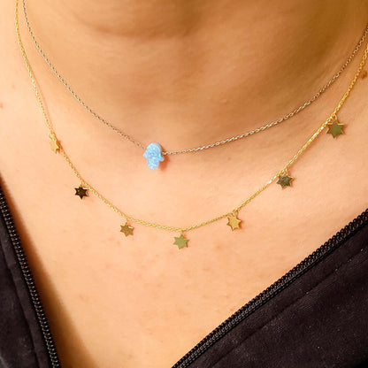 Blue Opal Hamsa Necklace | Protection Jewelry
